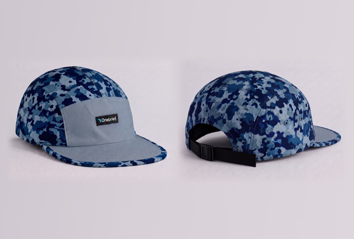 Concept 5-panel cap, front and back, in Onebrief colors